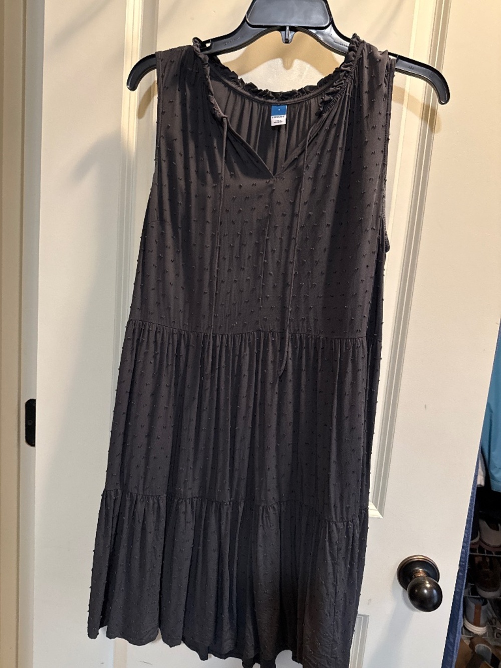Old Navy Black Sleeveless Tiered Swiss Dot Dress